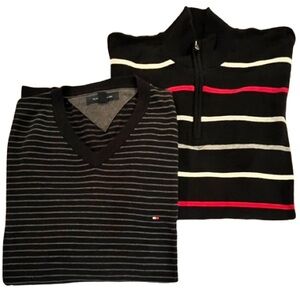 Men's Set/2 V-Neck Cotton Sweaters. Size: XXL- Tommy Hilfiger & Old Navy